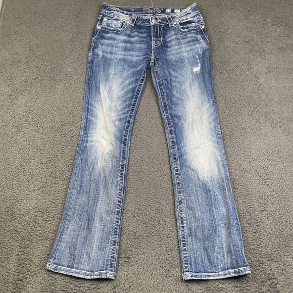 MISS ME Denim Embroidered Signature Boot Cut Jeans 29 Bling Western - Picture 1 of 12